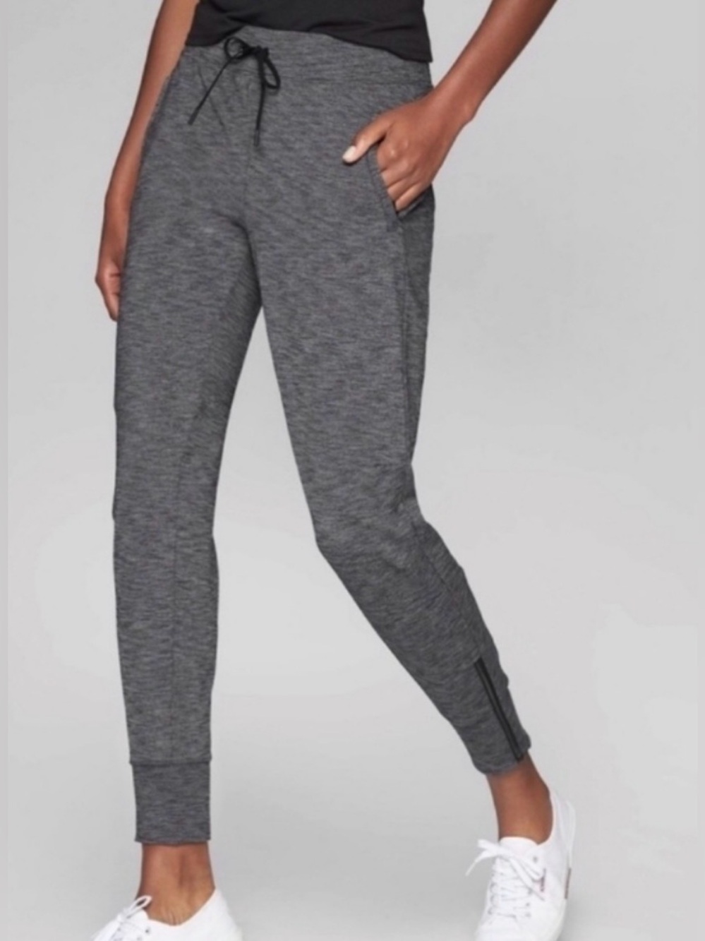 Athleta Metro Street Jogger Pants Dark Heather Gray‎ Zip Ankle XXS Travel